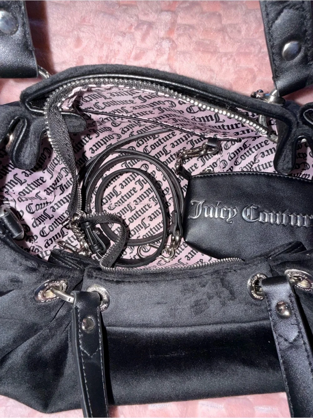 Juicy Couture Black Silver Twig Dog Dumpling / Hobo Bag ! NWOT ! - Picture 4 of 7